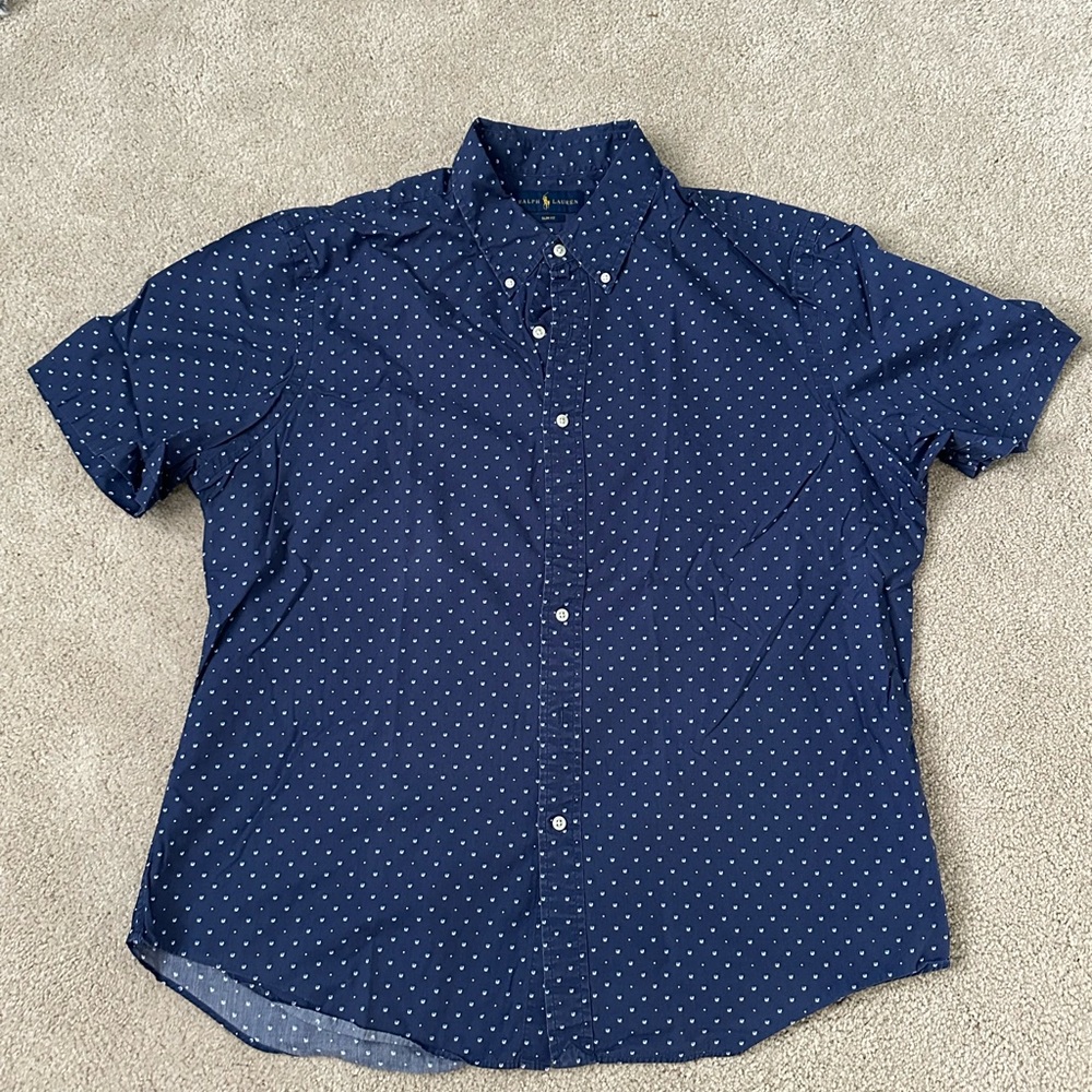Navy Blue Polka Dot Men's Shirt